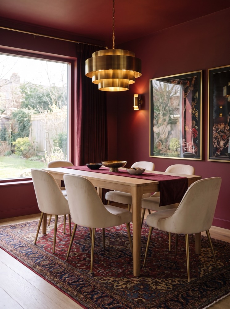 Dining room in the Oxblood Room interior design style