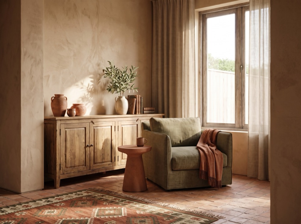 Reading nook in the Terracotta Coast interior design style